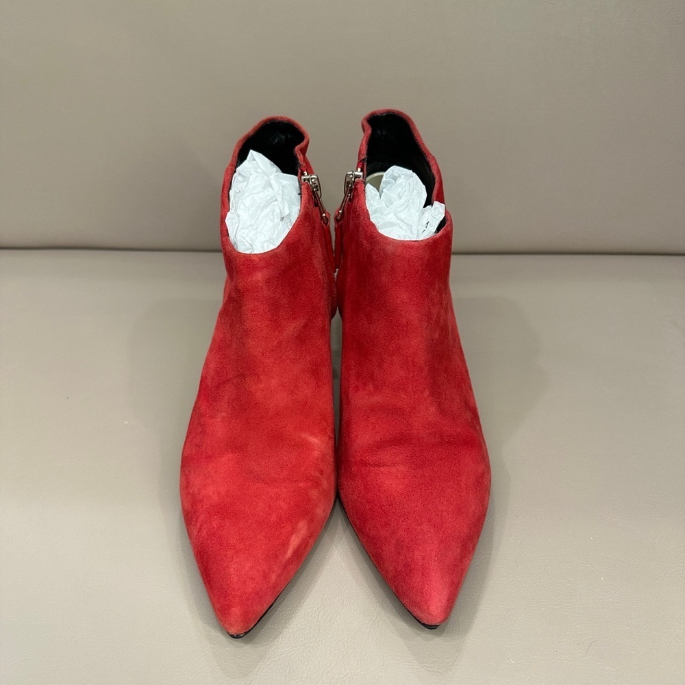 Brian Atwood Mcalester Red Suede Ankle Boots - Picture 4 of 9